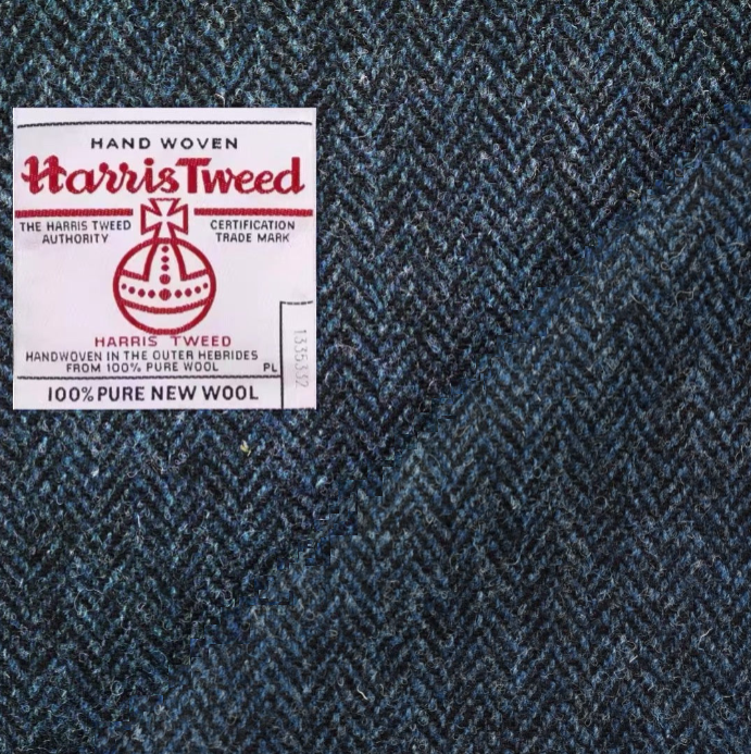 (Bespoke) HARRIS TWEED® Dark Blue Herringbone Strap