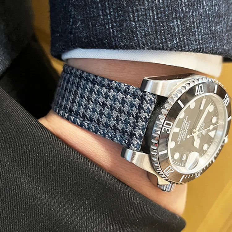 (Bespoke Item) Blue Windsor Houndstooth Strap