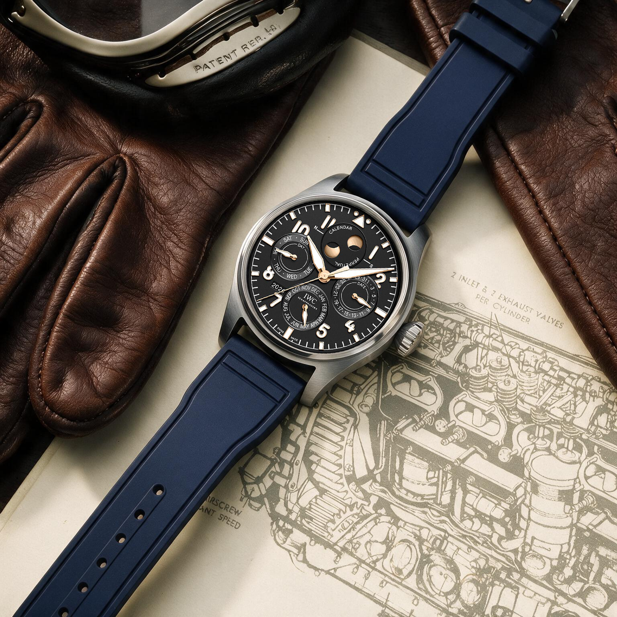【IWC Pilot】Soft-Touch Premium Rubber Navy Strap