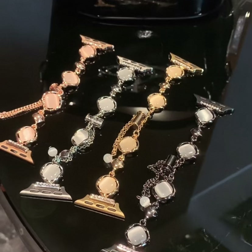 Marble Pattern Metal Telescopic Chain Apple Watch Strap