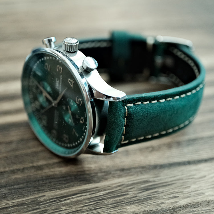 Emerald Green Suede Italian Calf Leather Watch Bands