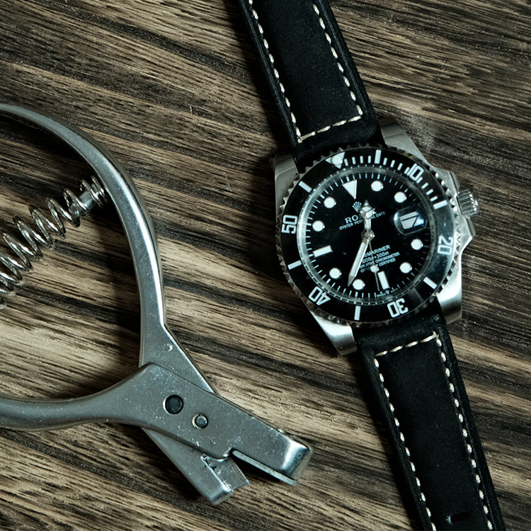 Black Suede Italian Calf Leather Watch Bands