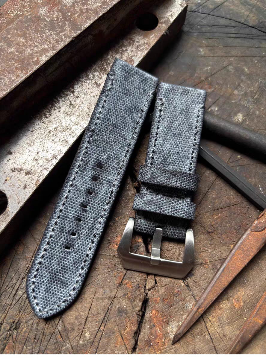 Inkstone Blue Military-style Vintage Distressed Canvas Watch Strap