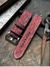 Bright Red Military-style Vintage Distressed Canvas Watch Strap