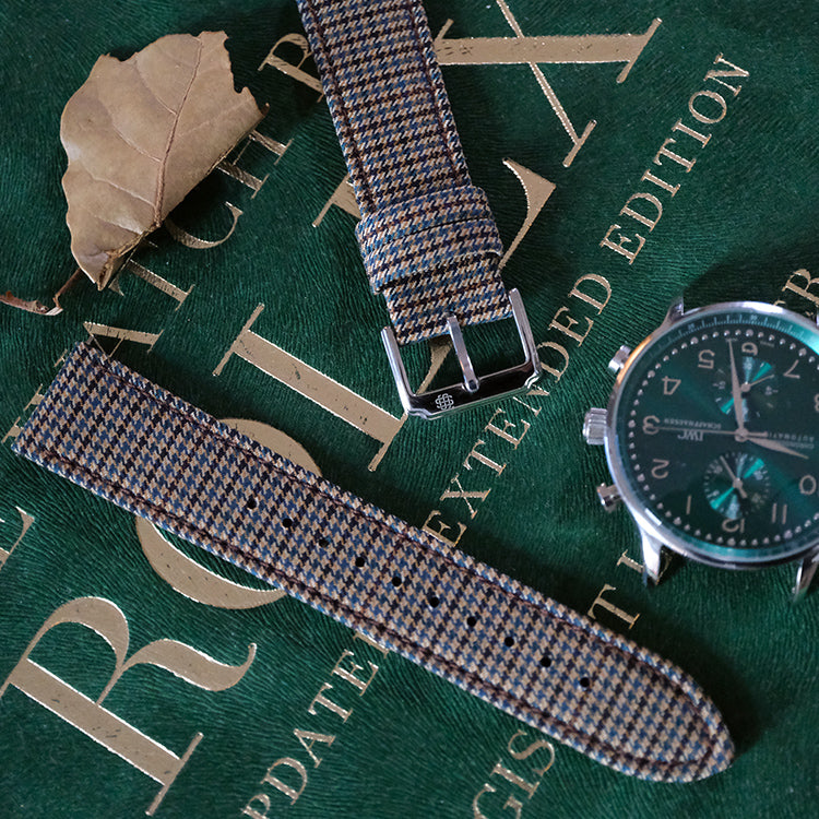 (NEW IN)Dark Green and Brown Houndstooth Watch Strap