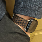 Brown and Blue Striped Houndstooth Apple Strap