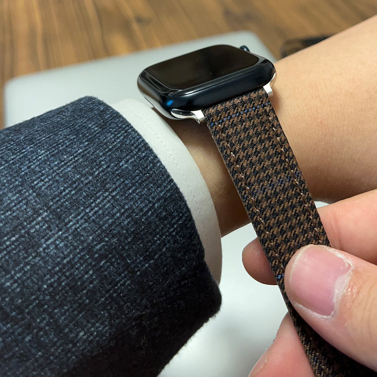 Dark Brown Houndstooth Wool Watchband