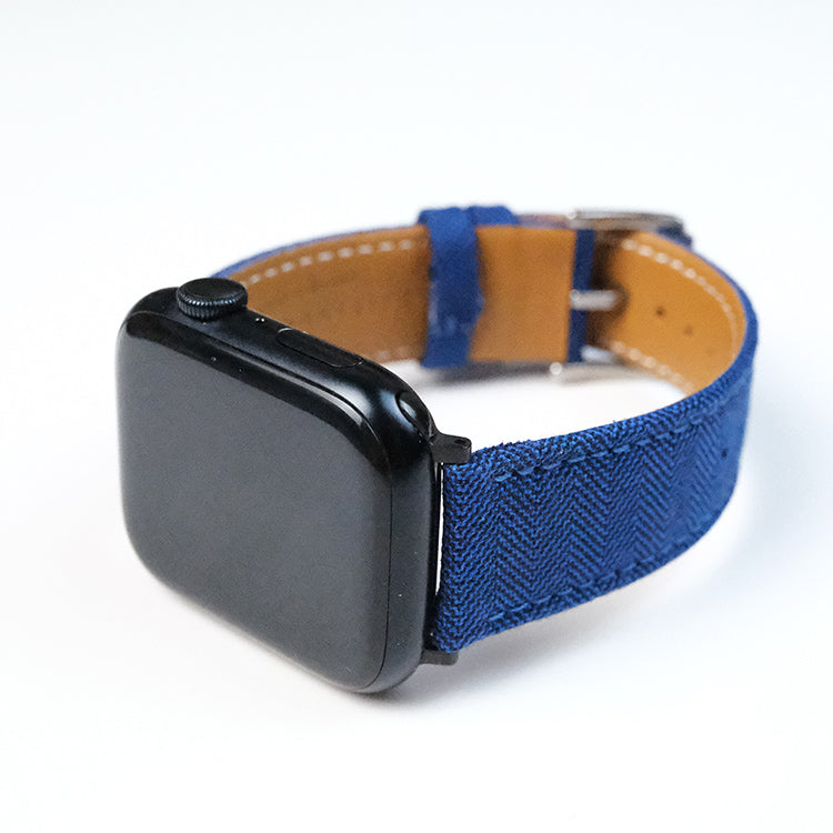 Navy Blue Herringbone Watch Bands