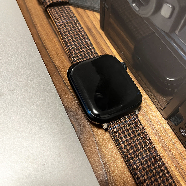 Dark Brown Houndstooth Wool Watchband