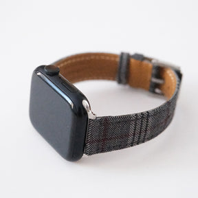 Dark Gray and Maroon Stripe Wool Watchband