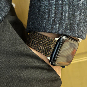 Brown Herringbone Wool Watchband