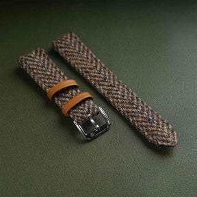【Richer Nap】HARRIS TWEED® Khaki-2 Herringbone Strap