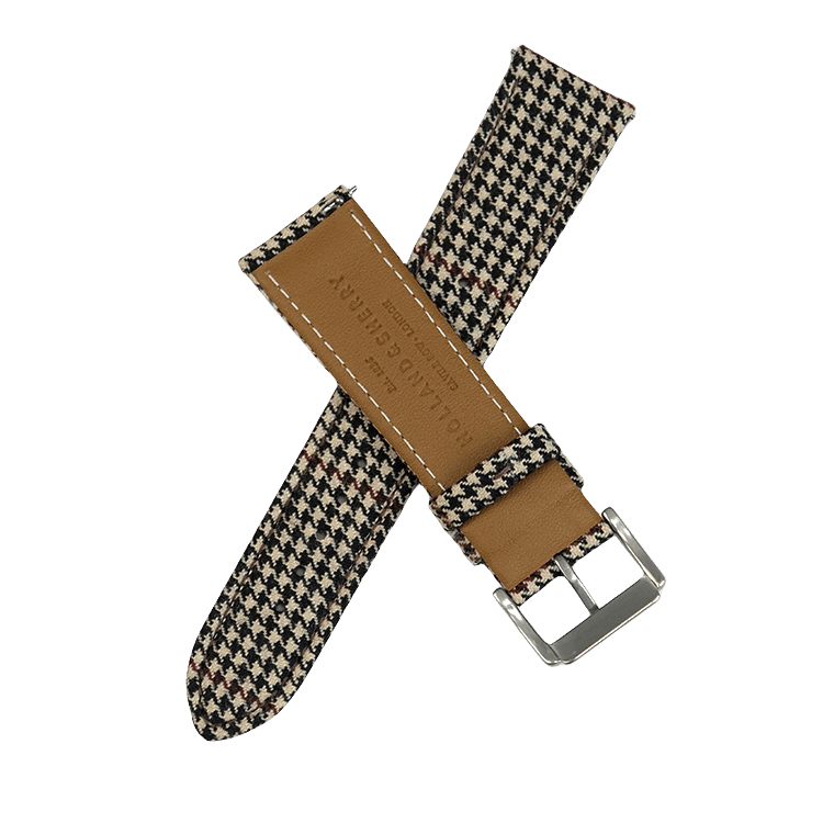 Light Brown and Red Houndstooth Watch Strap