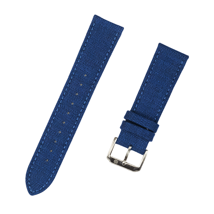 Navy Blue Herringbone Merino Wool Strap