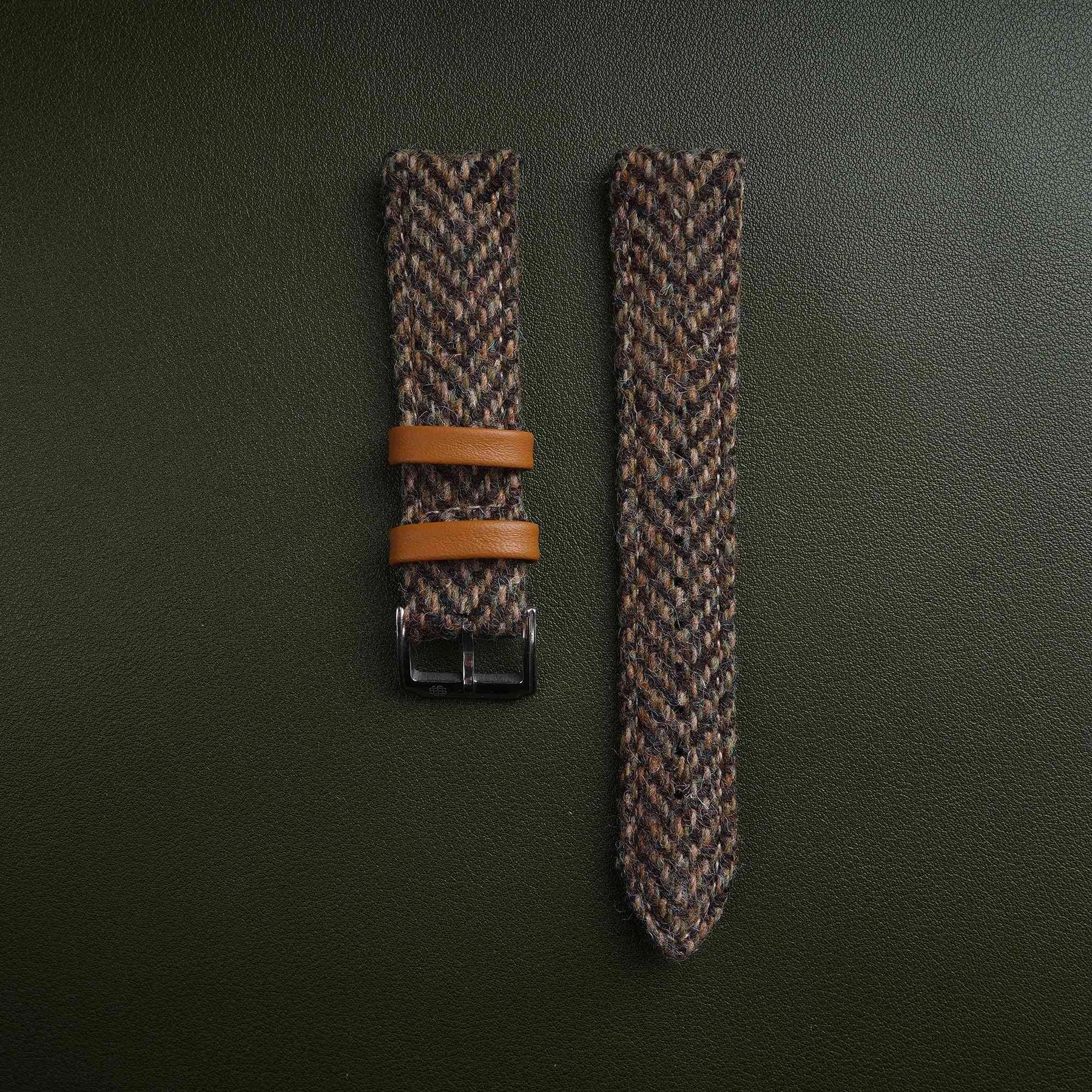 【Richer Nap】HARRIS TWEED® Khaki-2 Herringbone Strap
