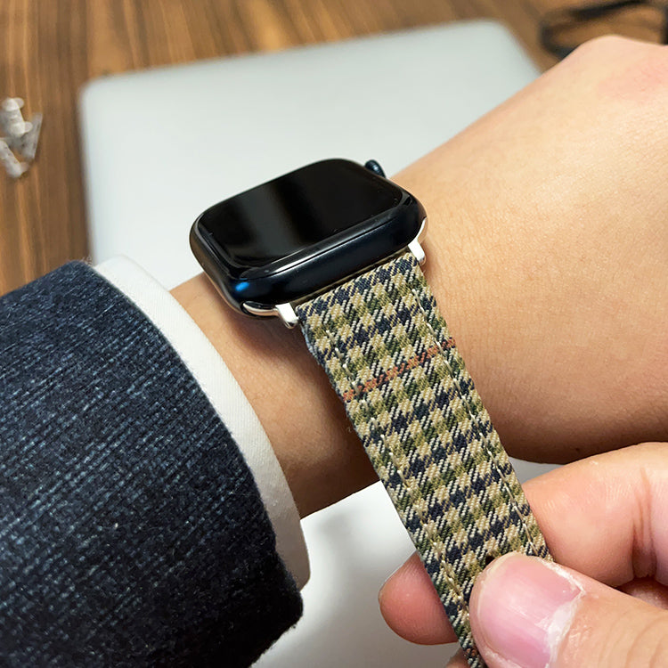 Green Windowpane Wool Watchband