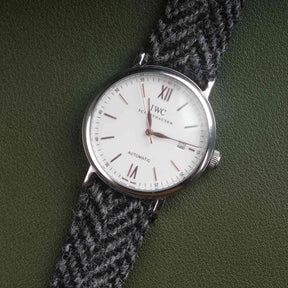 【Richer Nap】HARRIS TWEED® Grey Herringbone Strap