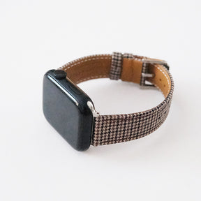 Light Brown and Black Houndstooth Wool Watchband