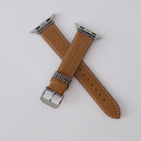 Light Brown and Black Houndstooth Wool Watchband