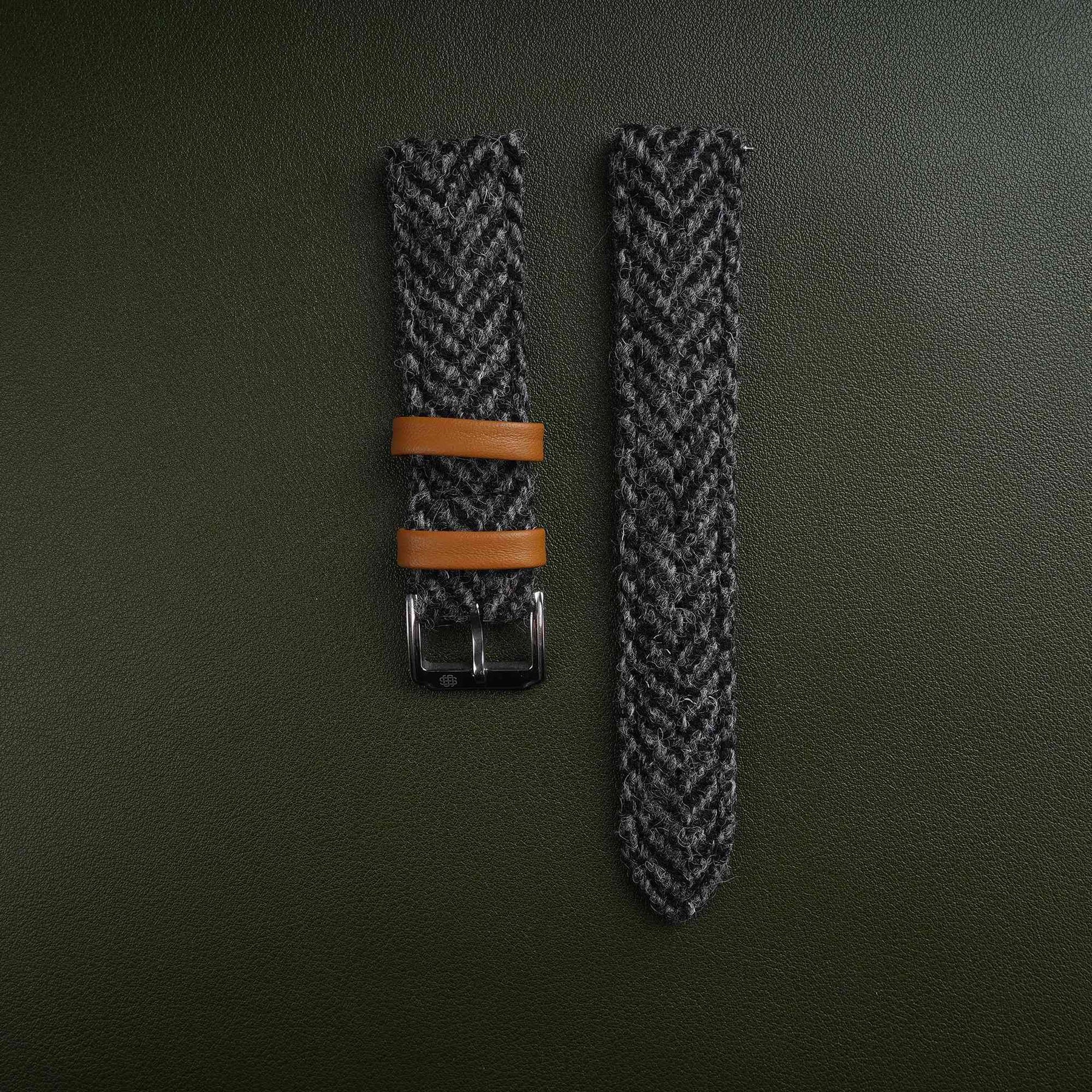 【Richer Nap】HARRIS TWEED® Grey Herringbone Strap