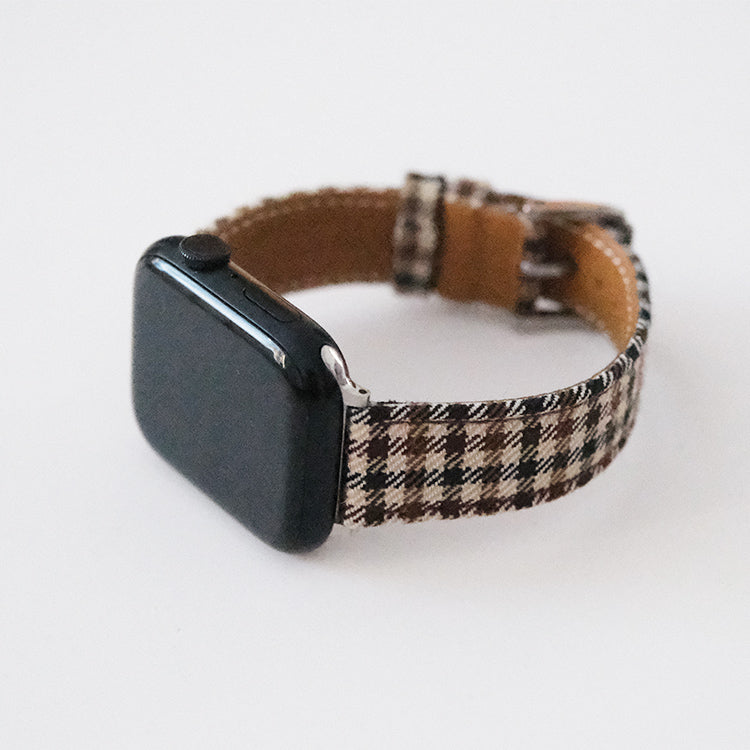 Khaki Windowpane Wool Watchband