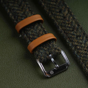 【Richer Nap】HARRIS TWEED® Army Green-2 Herringbone Strap