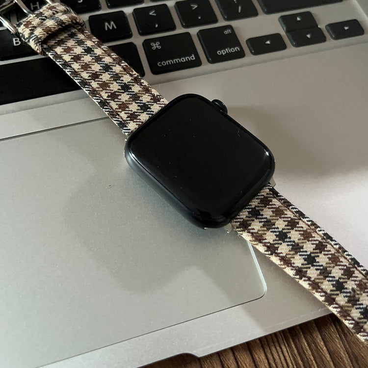 Khaki Windowpane Wool Watchband