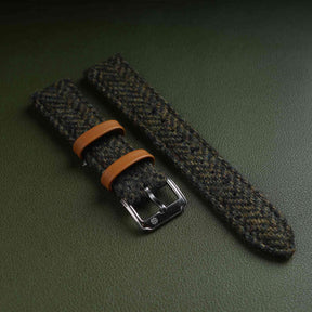 【Richer Nap】HARRIS TWEED® Army Green-2 Herringbone Strap