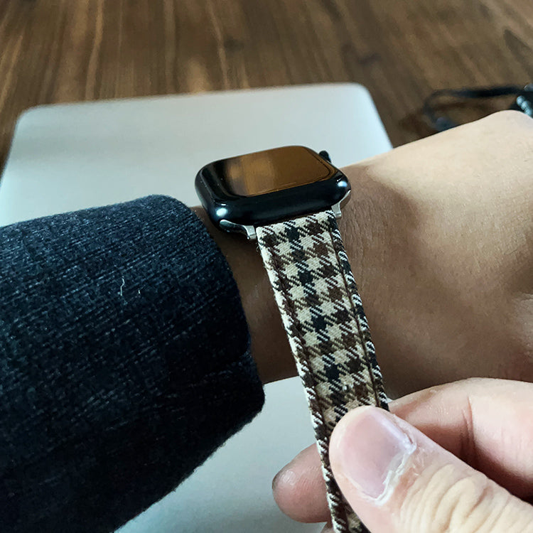 Khaki Windowpane Wool Watchband