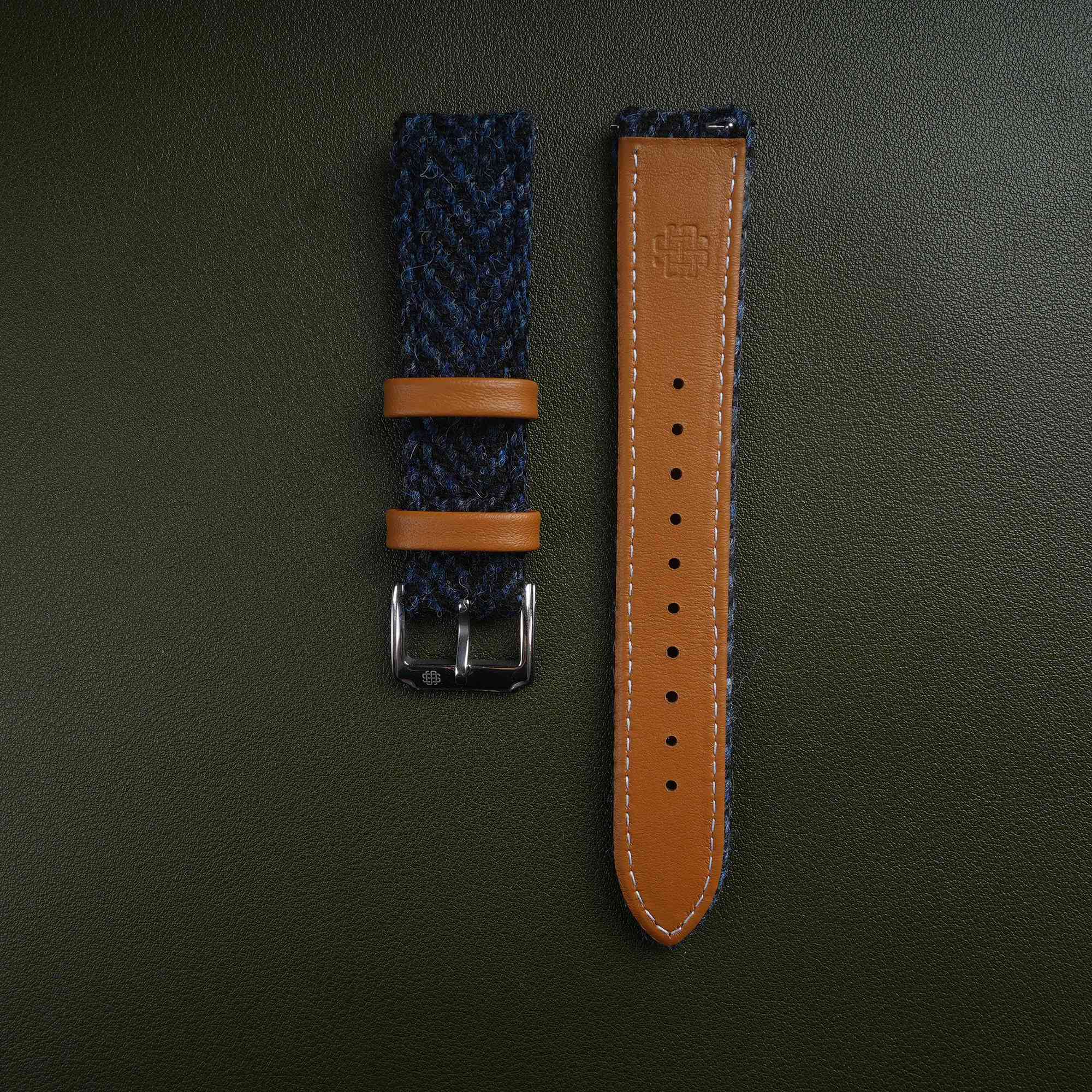 Richer Nap】HARRIS TWEED® Navy Blue Herringbone Strap