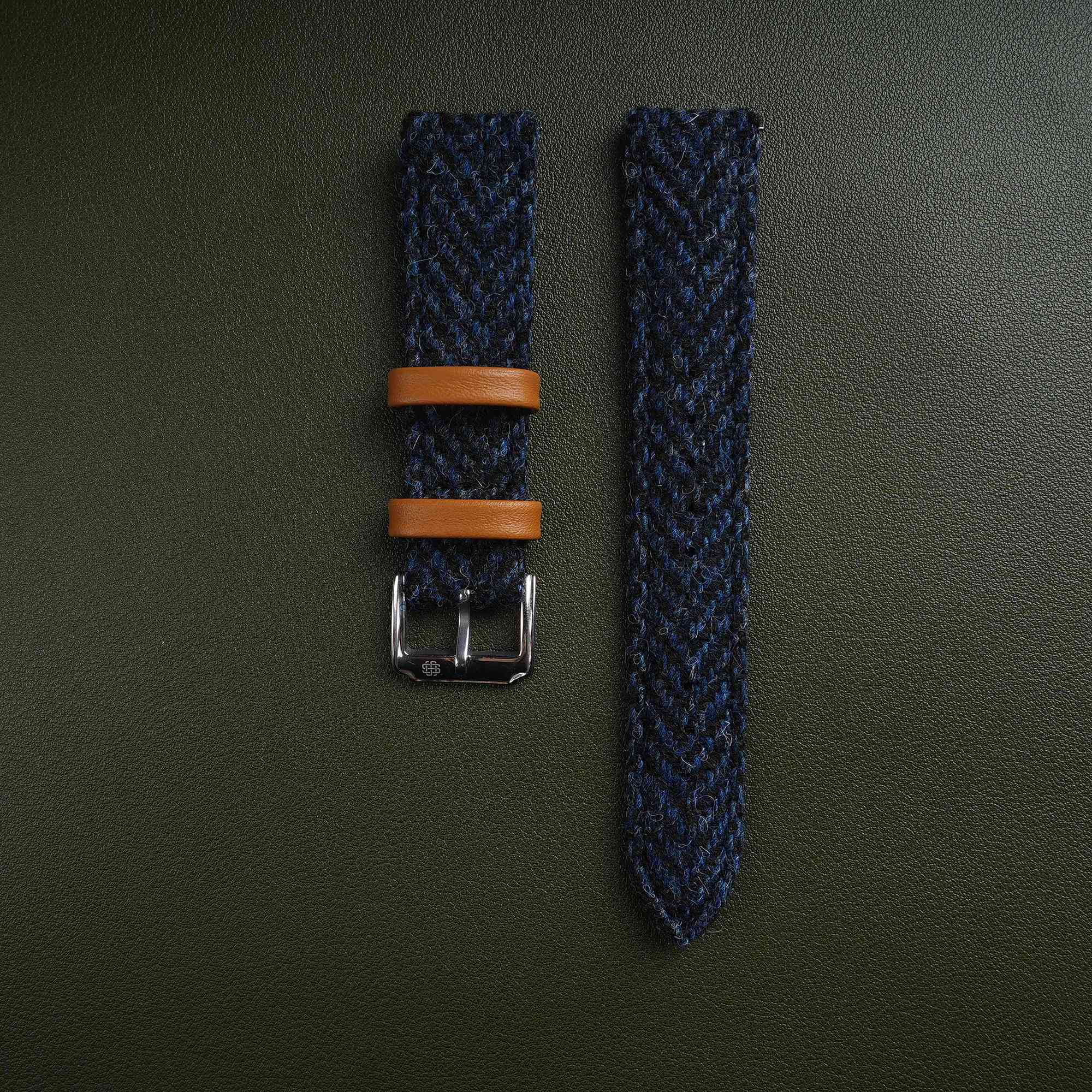 Richer Nap】HARRIS TWEED® Navy Blue Herringbone Strap