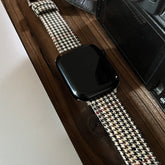 Khaki and Red Houndstooth Wool Watchband