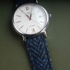 【Richer Nap】HARRIS TWEED® Navy Blue-2 Herringbone Strap