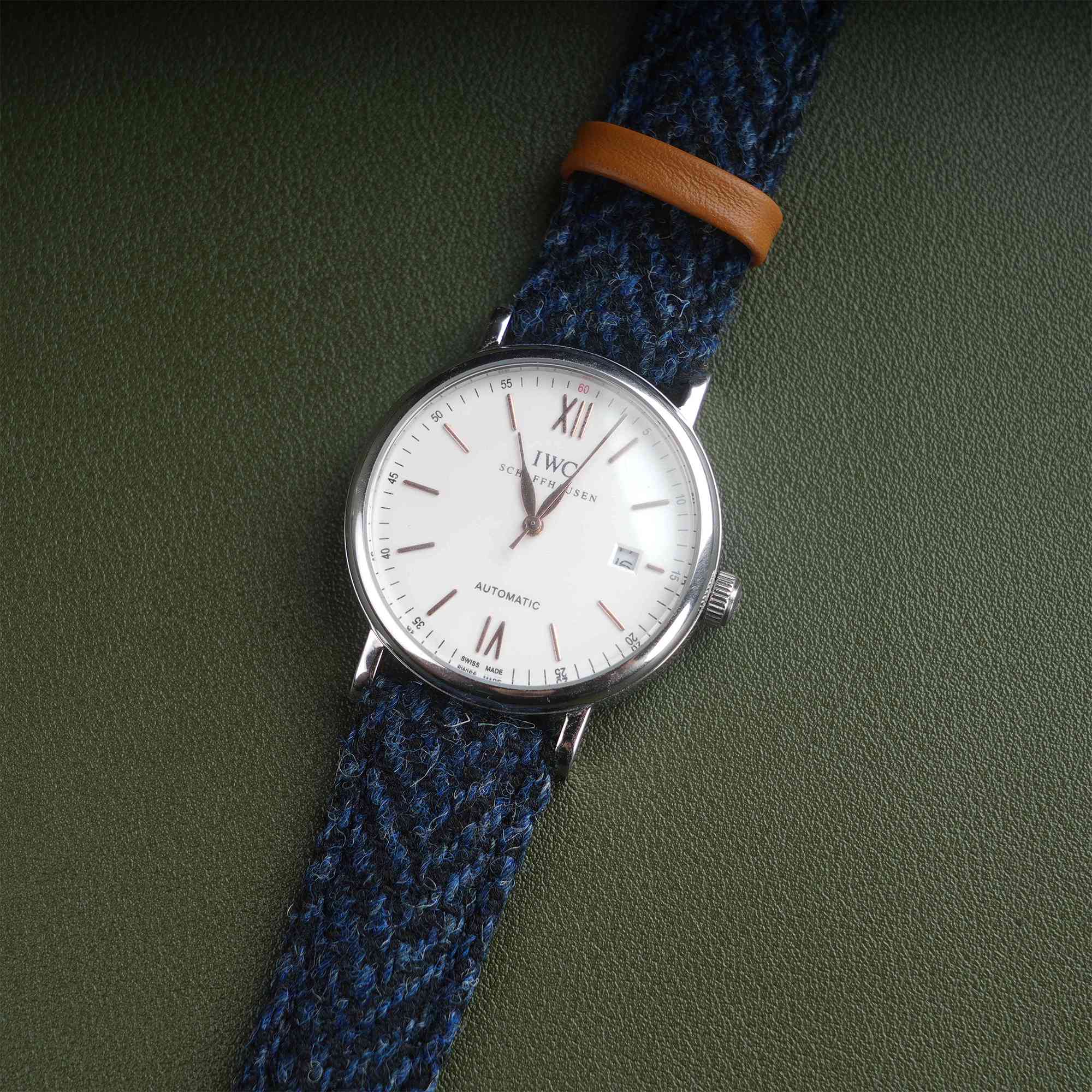 Richer Nap】HARRIS TWEED® Navy Blue Herringbone Strap