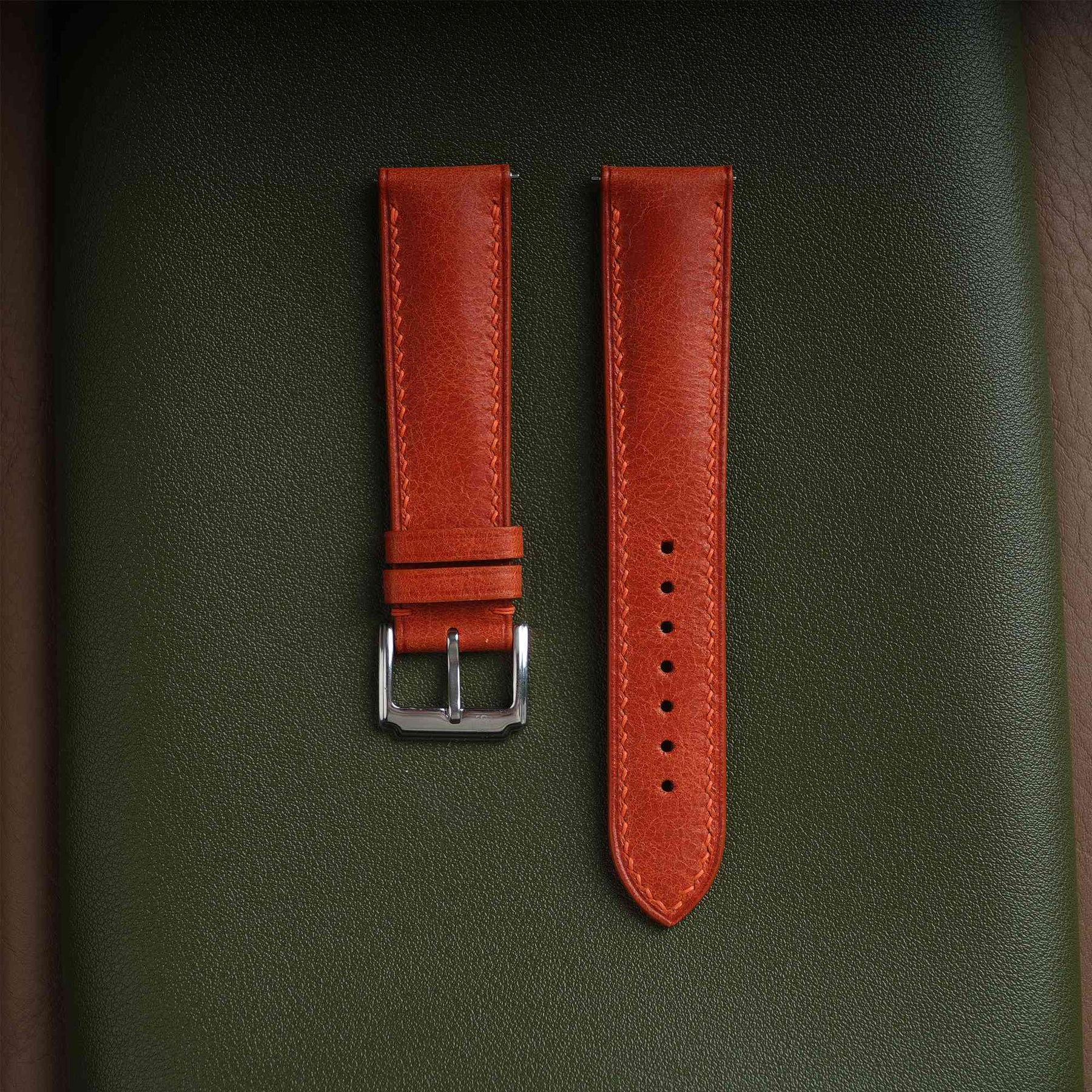 Tuscania Orange Italian Goat Strap