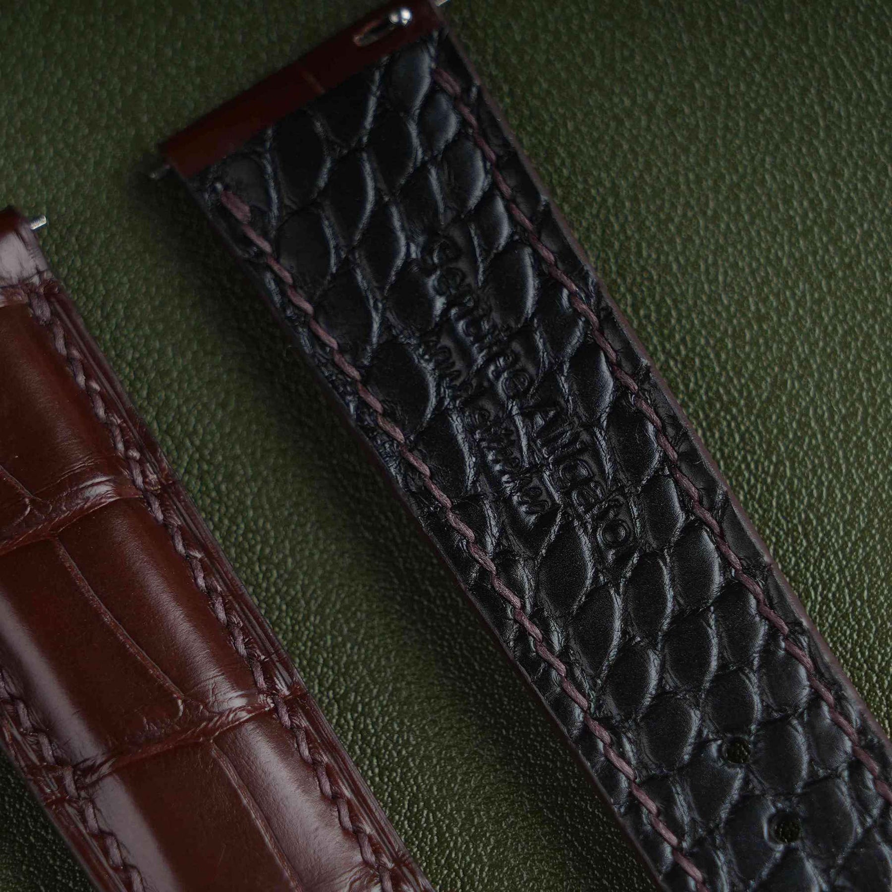 【Mississippi Alligator】Double-side Matte Dark Brown Belly Prestige Strap - AB055