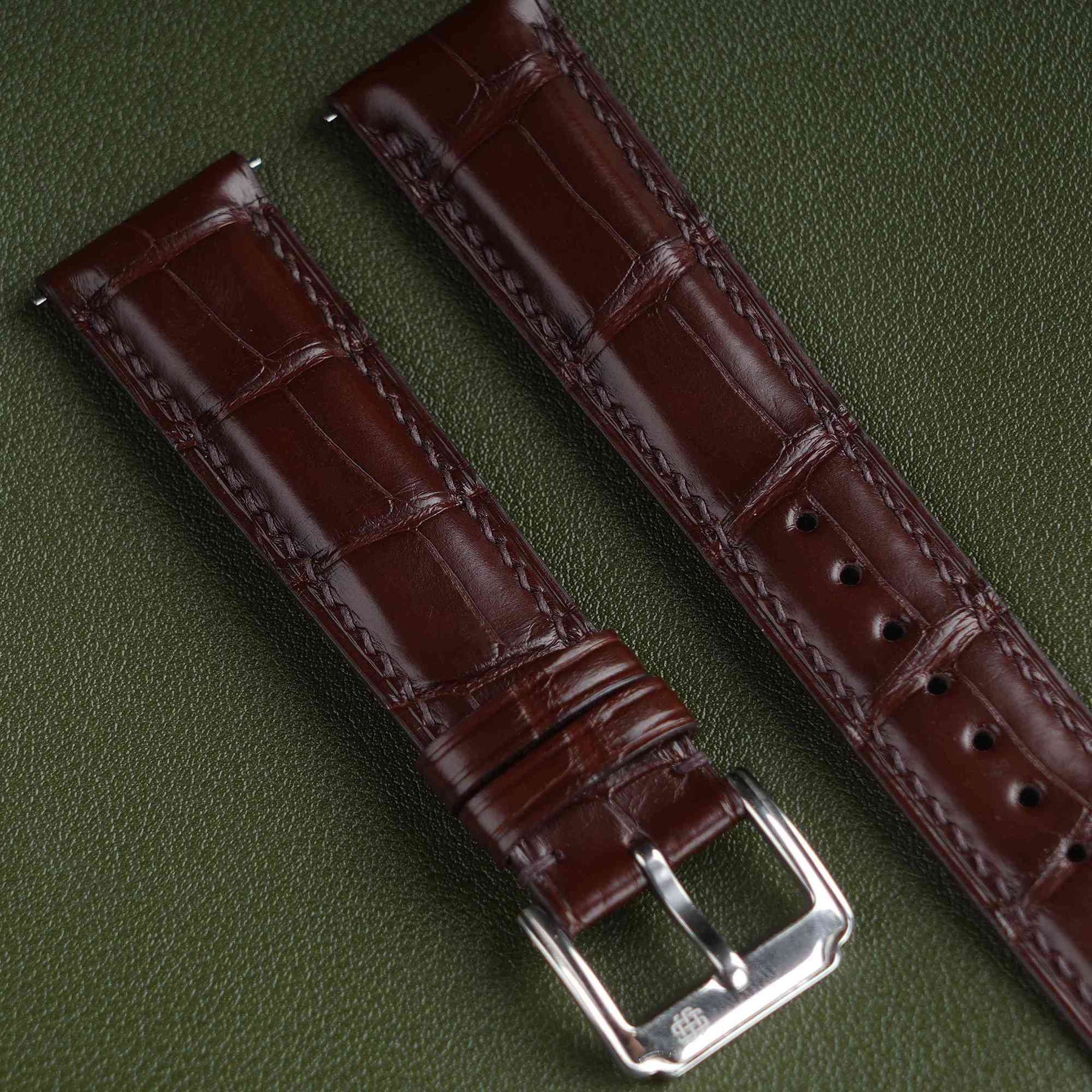 【Mississippi Alligator】Double-side Matte Dark Brown Belly Prestige Strap - AB055