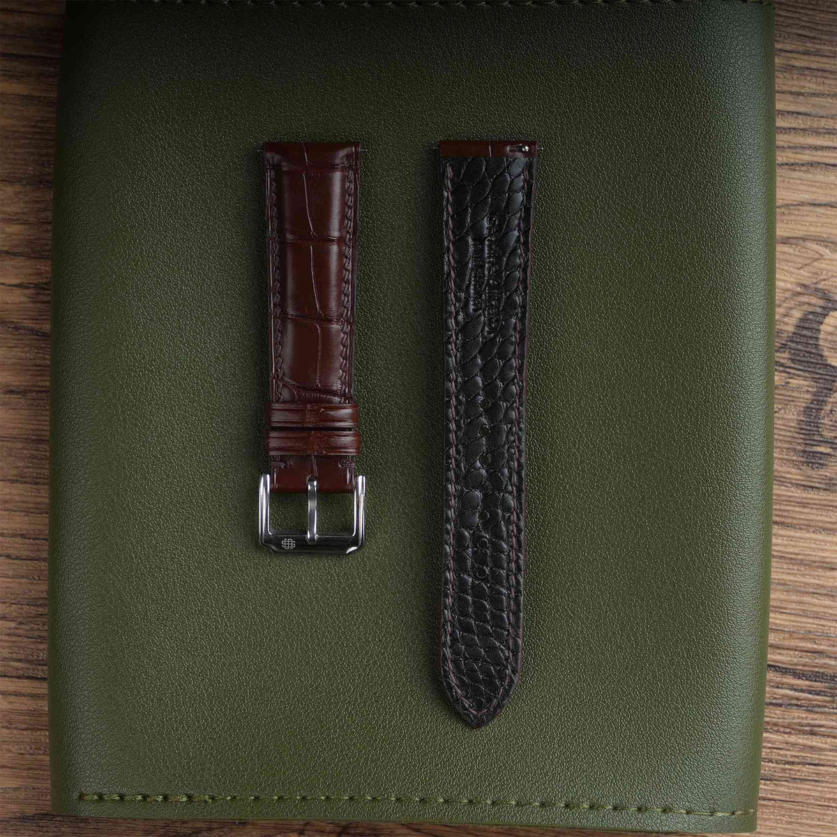 【Mississippi Alligator】Double-side Matte Dark Brown Belly Prestige Strap - AB055