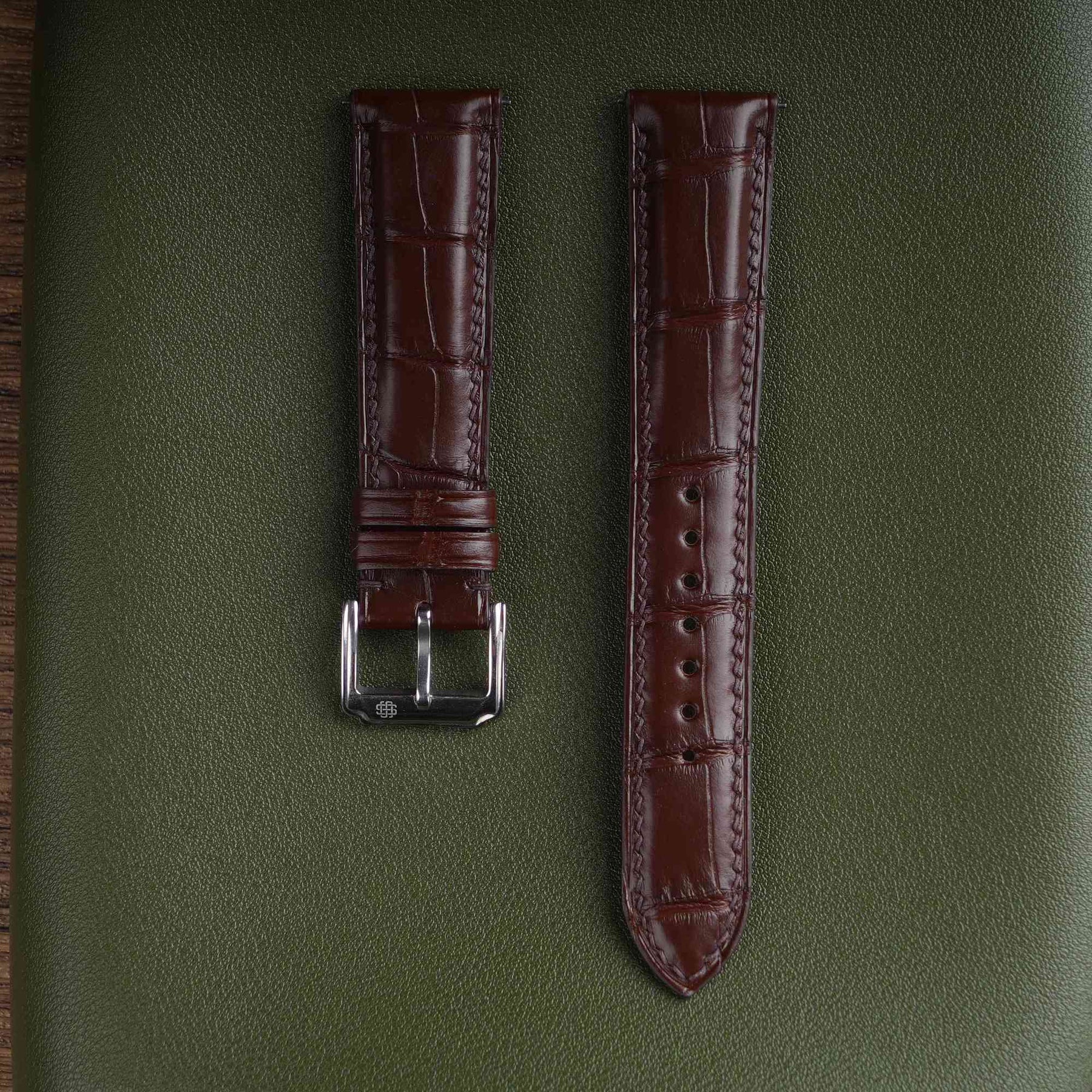 【Mississippi Alligator】Double-side Matte Dark Brown Belly Prestige Strap - AB055