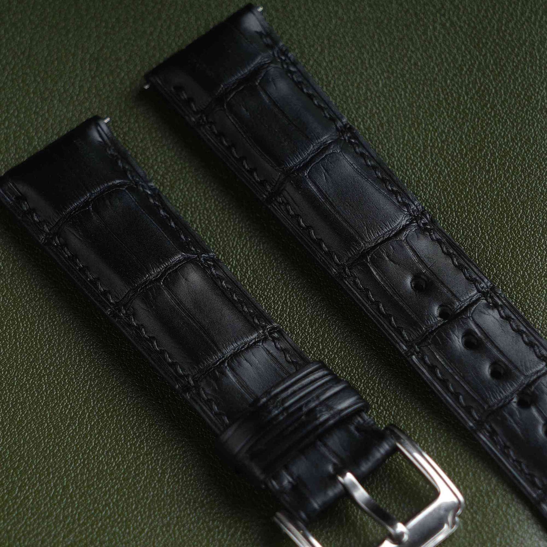 【Mississippi Alligator】Double-side Matte Black Belly Prestige Strap - AB001