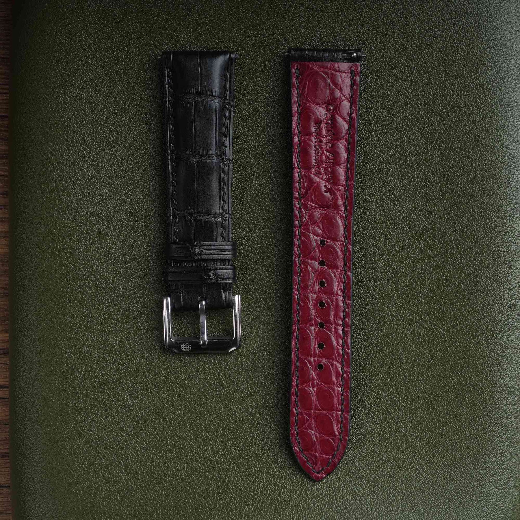 【Mississippi Alligator】Double-side Matte Black Belly Prestige Strap - AB001