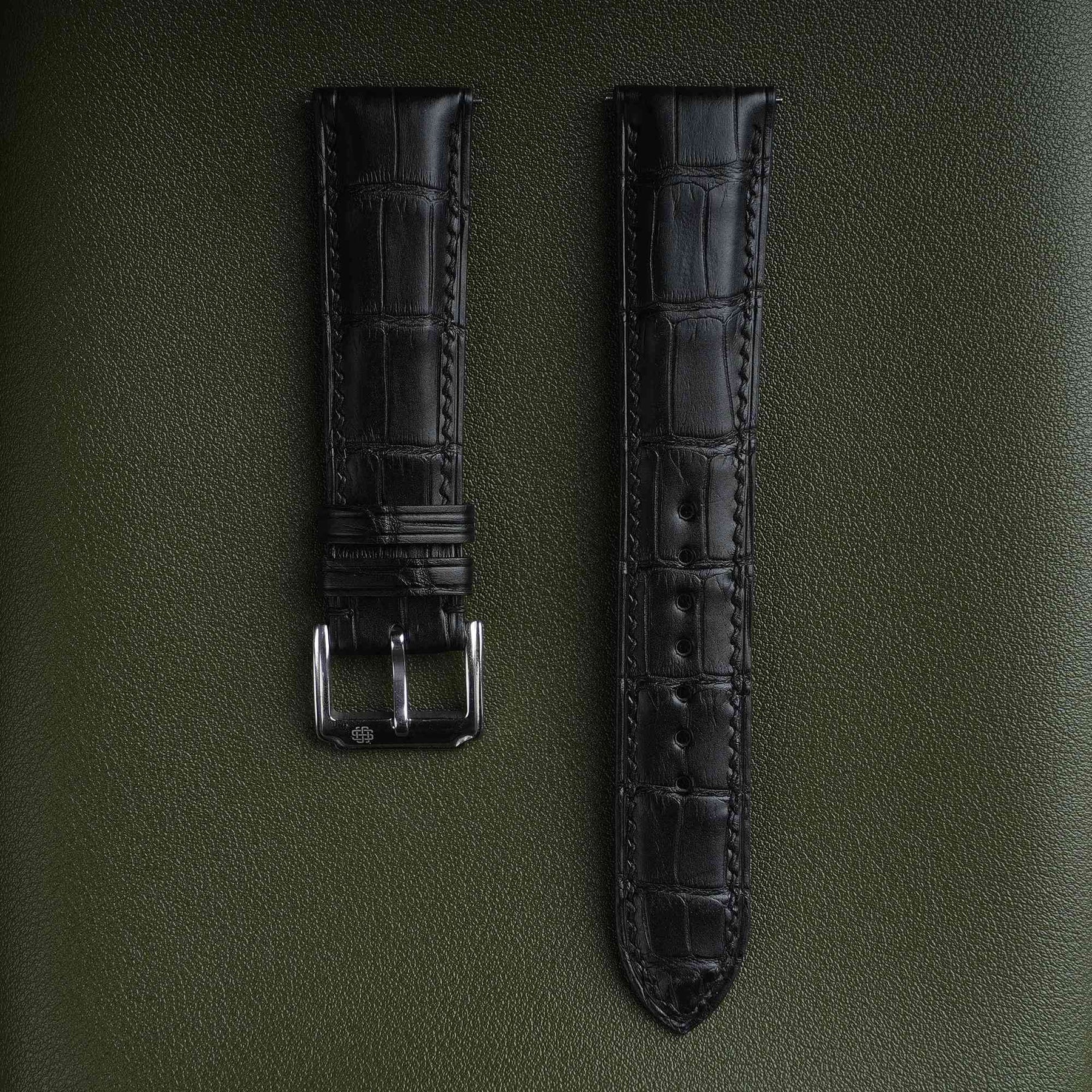 【Mississippi Alligator】Double-side Matte Black Belly Prestige Strap - AB001