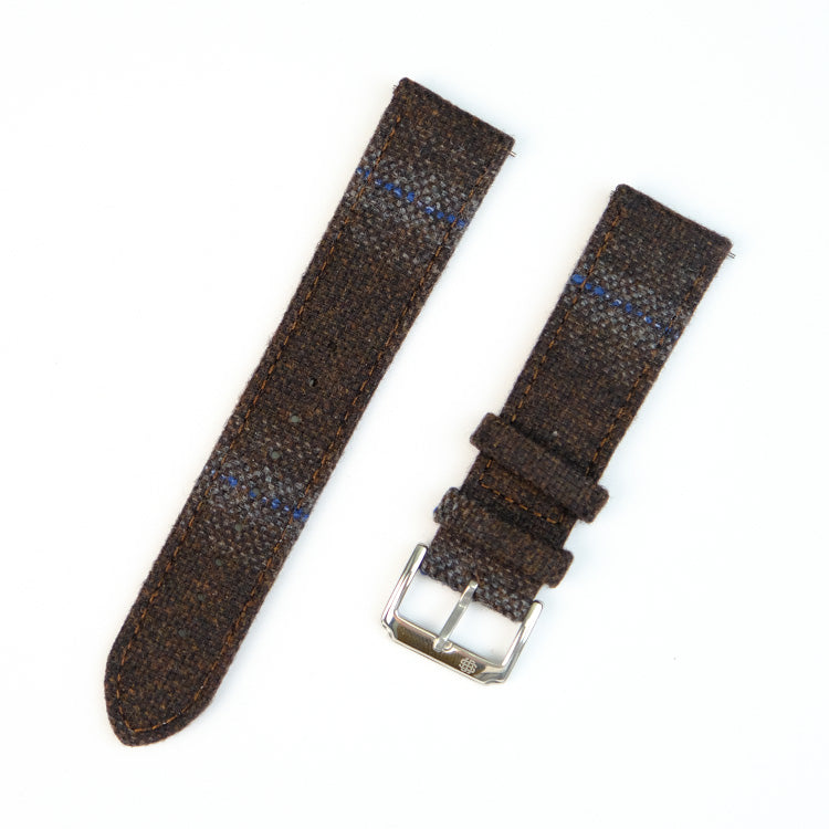 Dark Brown And Blue Diffused Boucle Windowpane Watch Band