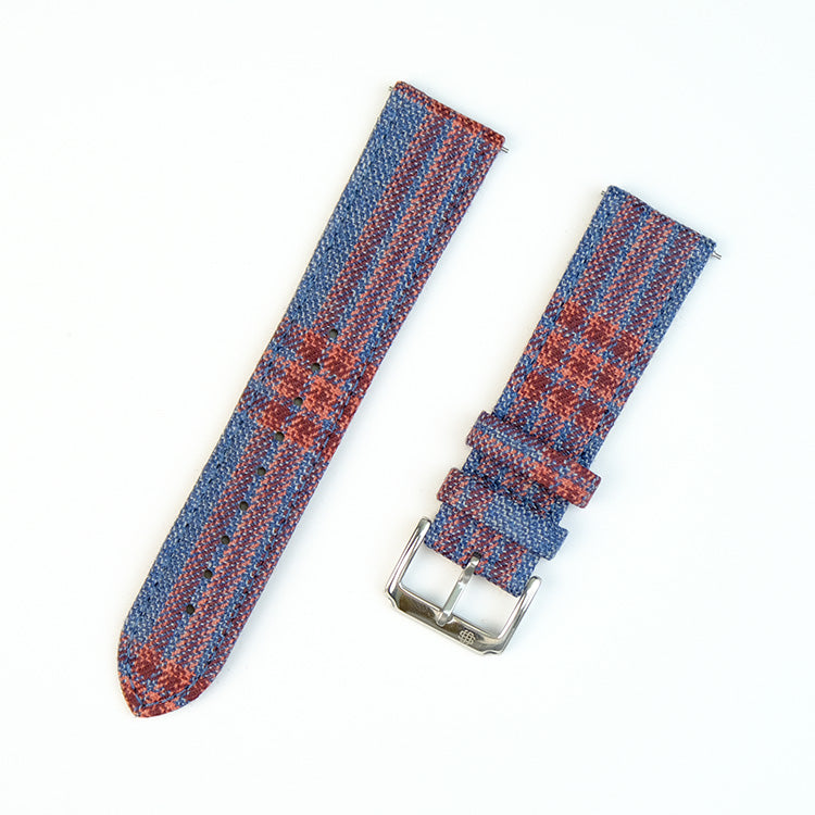 Mid Blue And Cherry Red Gradient Check Watch Band
