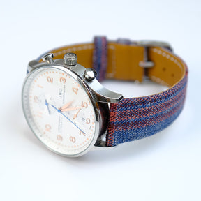 Mid Blue And Cherry Red Gradient Check Watch Band