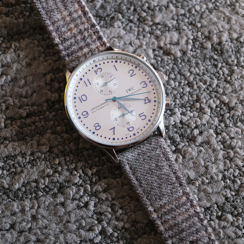 Steel Grey Checked Luxury English Flannel Strap