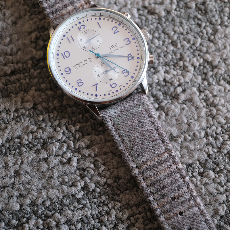 Steel Grey Checked Luxury English Flannel Strap