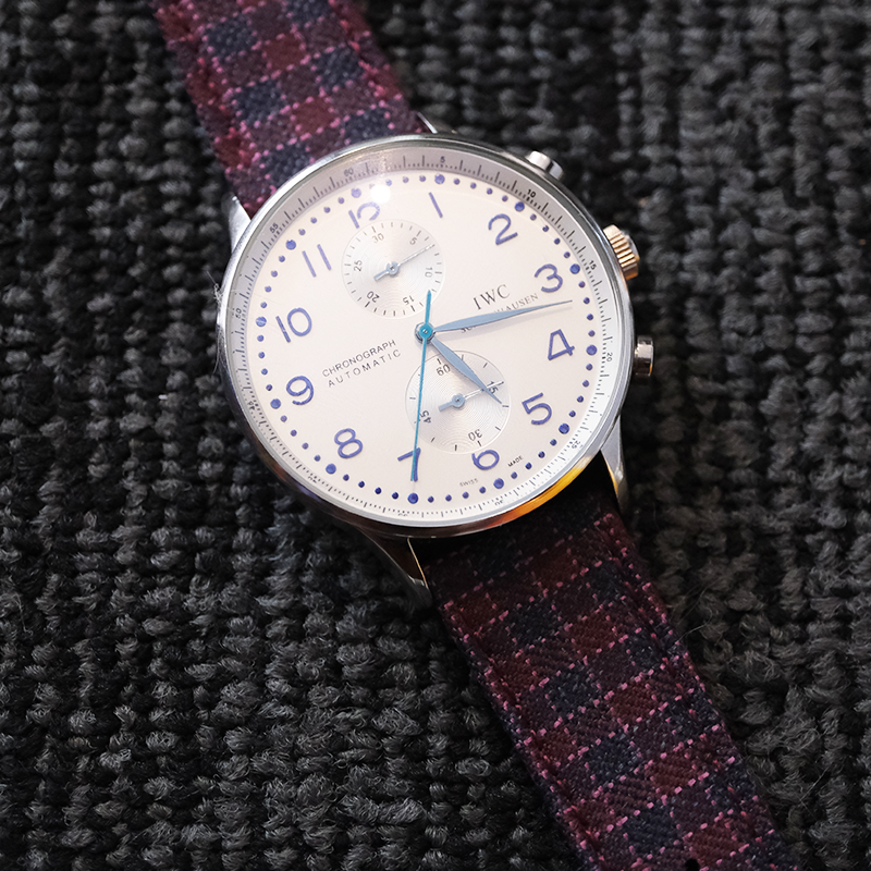 Maroon & Navy Micro Block Check Strap
