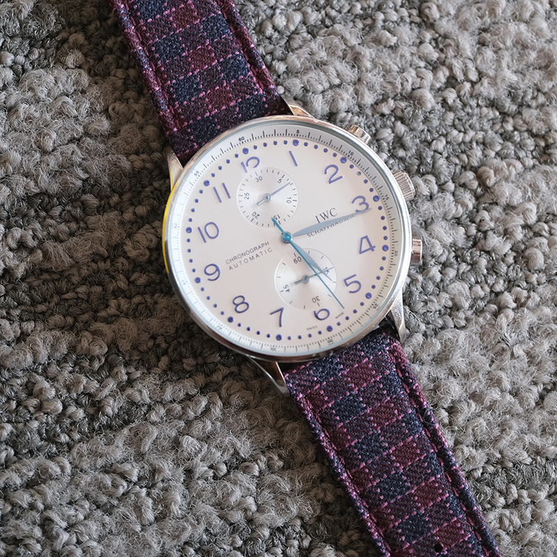 Maroon & Navy Micro Block Check Strap