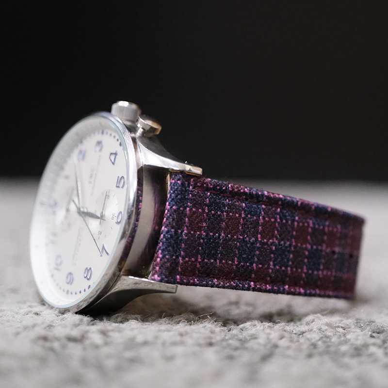 Maroon & Navy Micro Block Check Strap